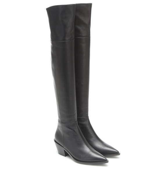 Gianvito Rossi Leather over-the-knee boots in black