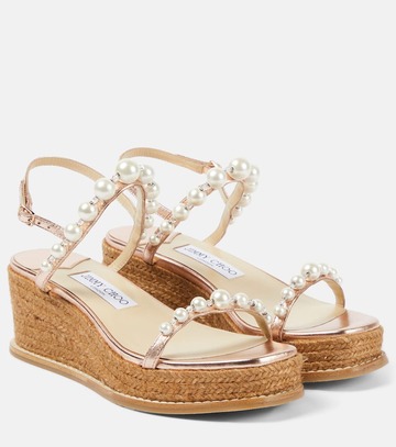 jimmy choo amatuus 60 leather wedge sandals in pink