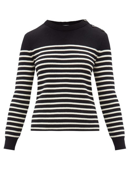 Saint Laurent - Striped Cotton-blend Sweater - Womens - Black White