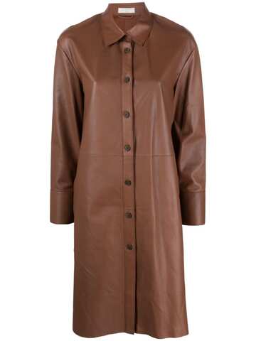 antonelli single-breasted leather coat - brown
