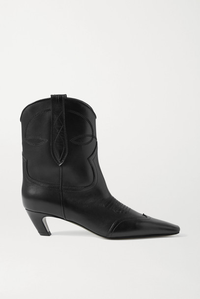 KHAITE - Dallas Leather Ankle Boots - Black