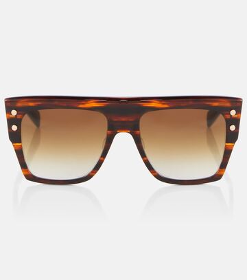balmain bi flat-top sunglasses in brown