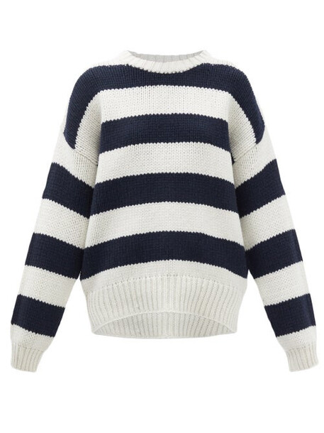 Frame - Striped Merino Wool Sweater - Womens - Navy Stripe