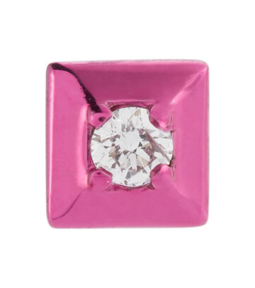 Mini EÃRA Small 18kt gold single earring with diamond in pink