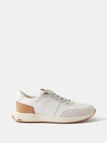 tod's - leather and suede trainers - mens - white