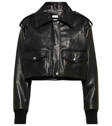 Alexander McQueen Cropped leather jacket in black