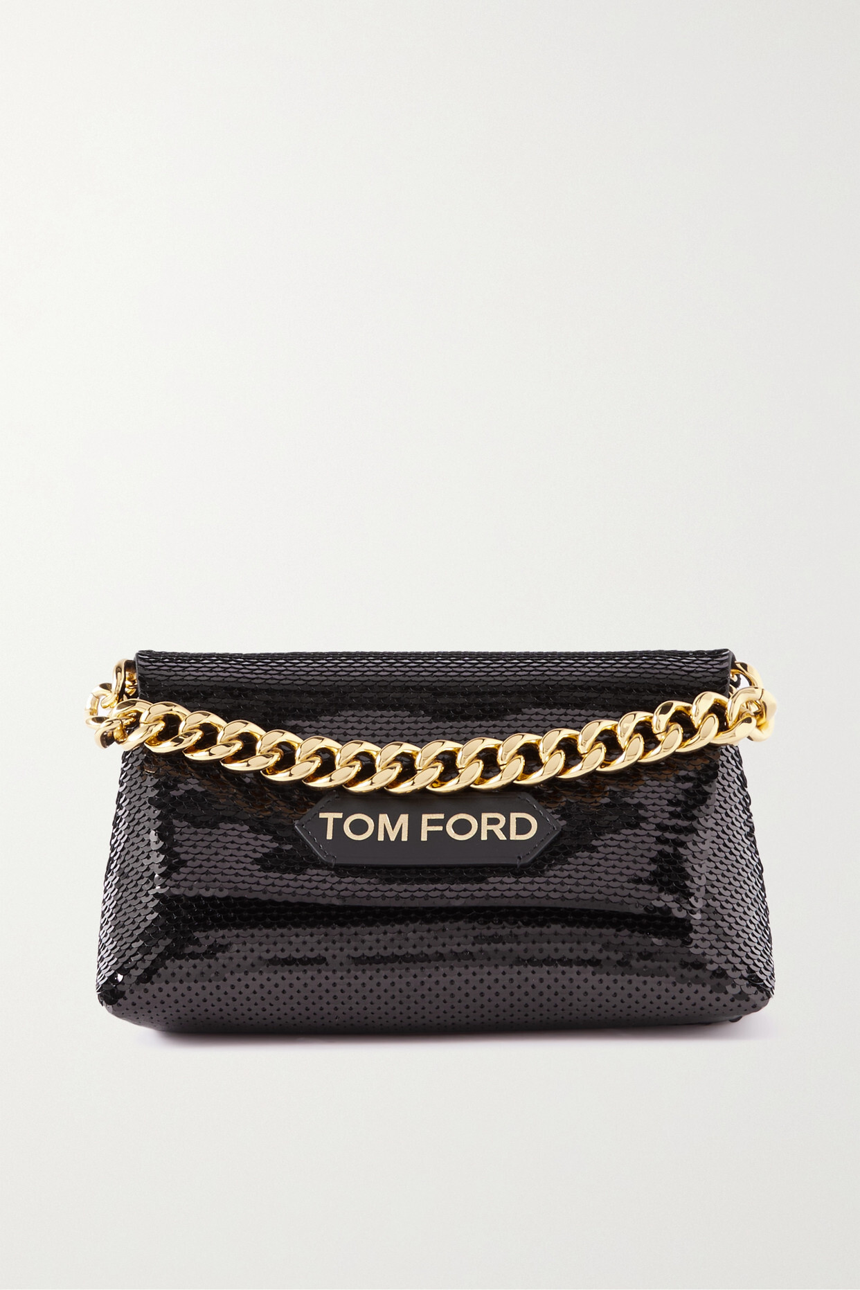 TOM FORD - Mini Sequined Leather Clutch - Black