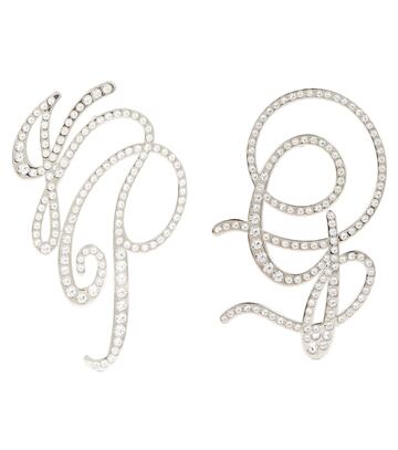 Jean Paul Gaultier Monogram crystal-embellished earrings in silver