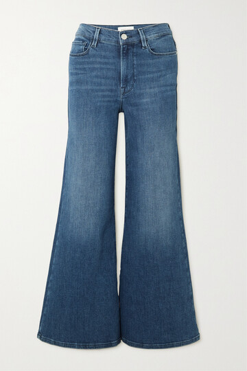 frame - le palazzo cropped high-rise wide-leg jeans - blue