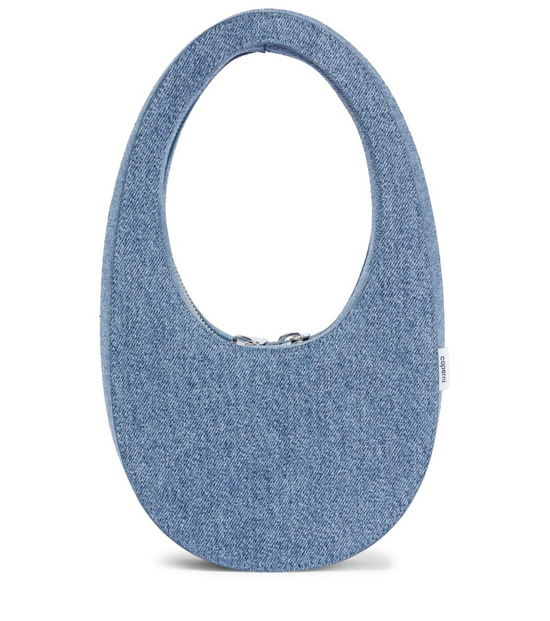 Coperni Swipe Mini denim shoulder bag in blue