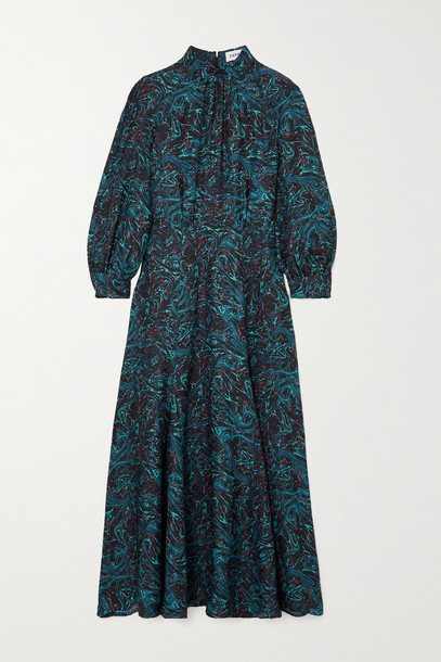 CEFINN - Alicia Button-embellished Printed Twill Midi Dress - Black