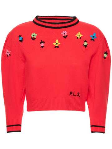philosophy di lorenzo serafini cashmere blend embroidered crop sweater in red