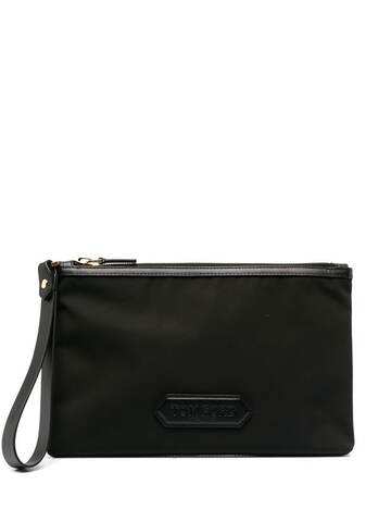 tom ford logo-patch zip-up pouch - black