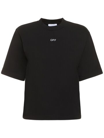 off-white arrow embroidered cotton t-shirt in black