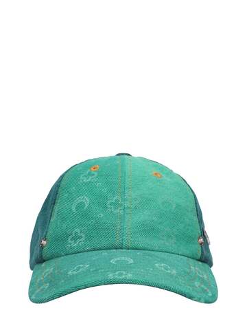 marine serre regenerated denim monogram hat in green