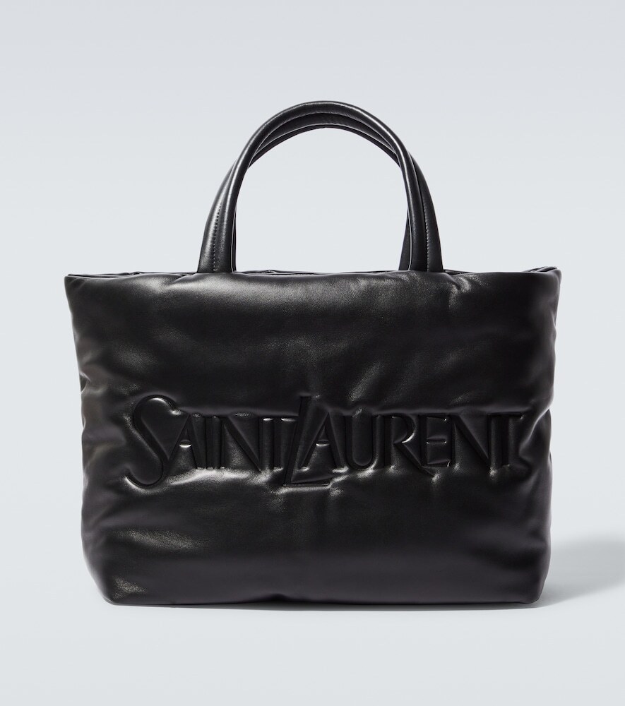 Saint Laurent Logo leather tote bag in black