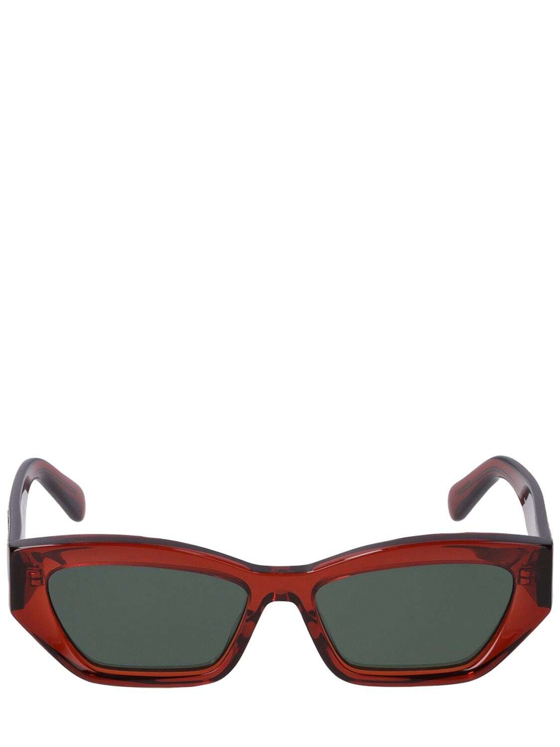 STELLA MCCARTNEY Cat-eye Bio-acetate Sunglasses W/ Chain in brown / green