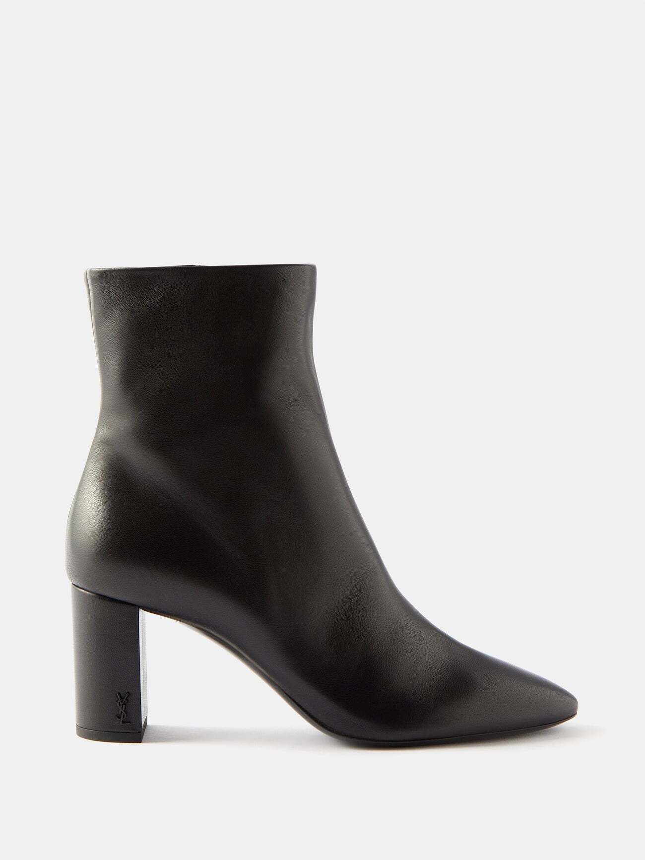 Saint Laurent - Lou 70 Ysl-logo Leather Ankle Boots - Womens - Black