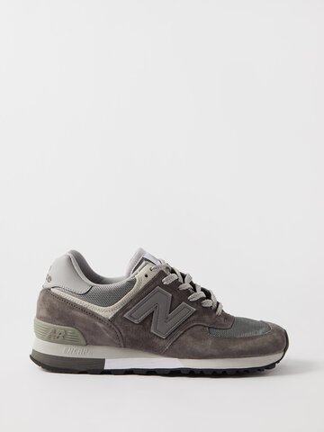 new balance - made in uk 576 suede and mesh trainers - womens - grey