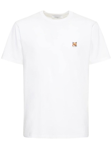maison kitsuné fox logo cotton jersey t-shirt in white