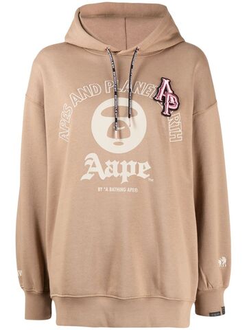 AAPE BY *A BATHING APE® AAPE BY *A BATHING APE® logo-patch graphic hoodie - Brown