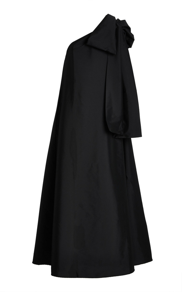 Bernadette Antwerp Winnie One-Shoulder Taffeta Midi Dress in black