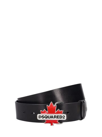 dsquared2 logo leather belt in black