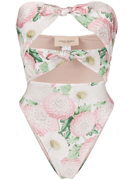 Adriana Degreas knot detail floral print swimsuit in pink