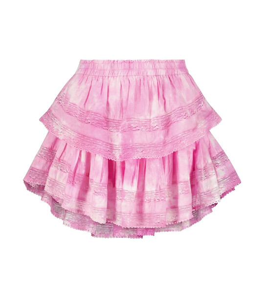 LoveShackFancy Tiered cotton miniskirt in pink