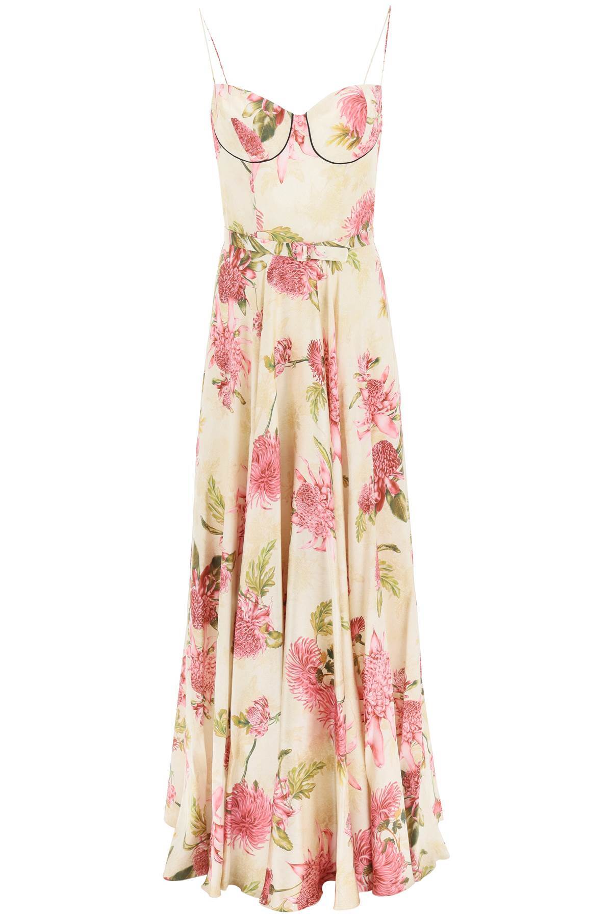 Raquel Diniz capri Long Silk Dress in ivory / pink / beige