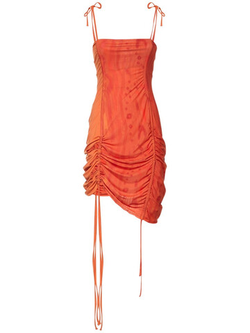 AVAVAV Cut Out Jersey & Mesh Mini Dress in orange