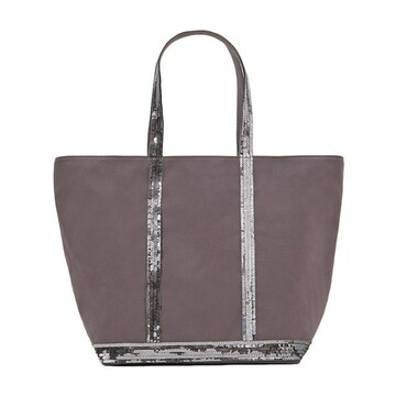 Vanessa Bruno Canvas and Sequins L zipped Cabas Tote in anthracite