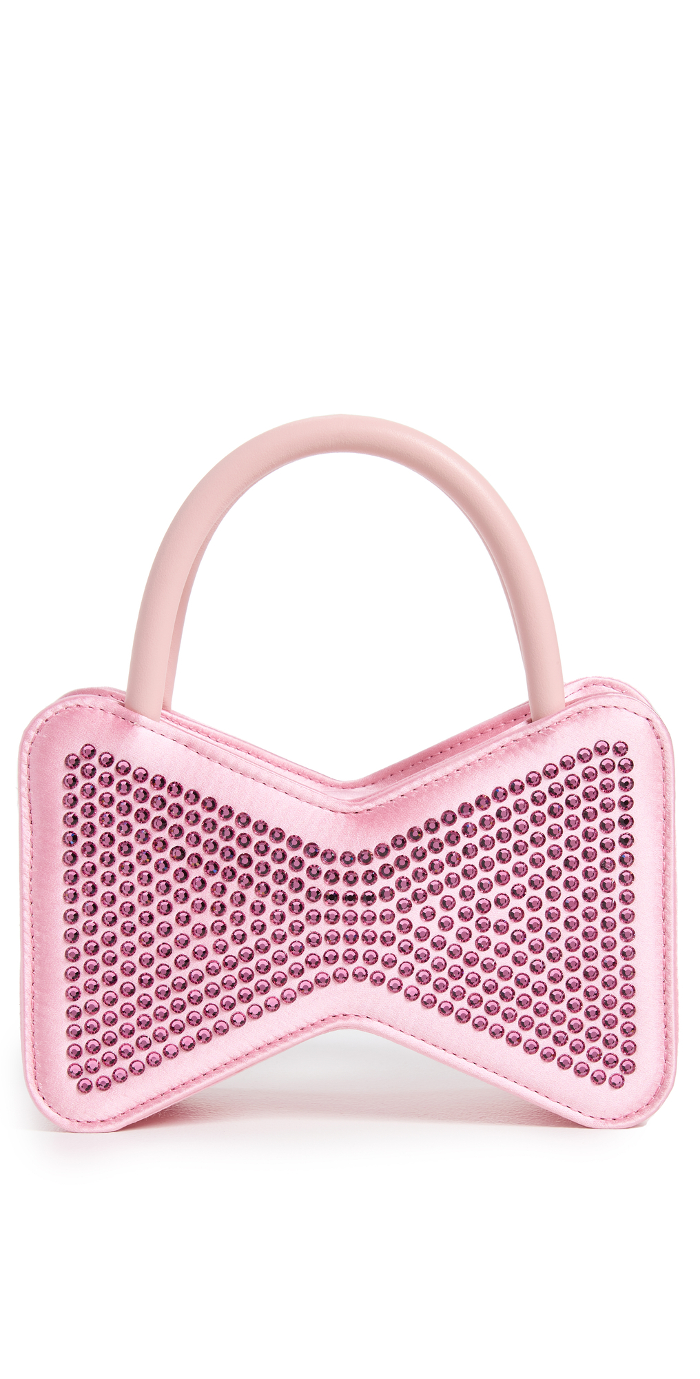 MACH & MACH Bow Shape Crystallized Pink Satin Mini Handbag