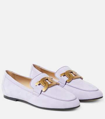 tod's kate suede loafers in purple