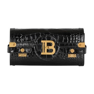 Balmain B-Buzz 23 Clutch bag in crocodile effect leather in black