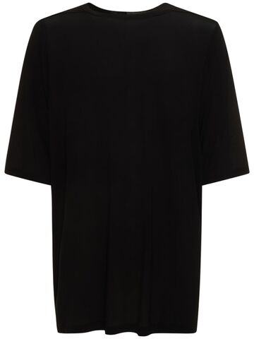 rick owens boatneck stretch cupro t-shirt in black