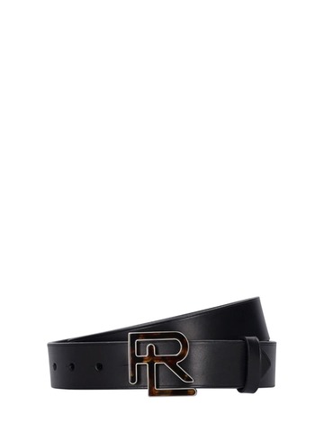 ralph lauren collection logo buckle leather belt in black