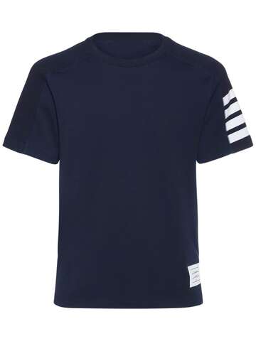 thom browne cotton ss t-shirt w/ 4 bar stripe in navy