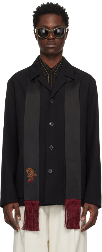 dries van noten black notched lapel jacket