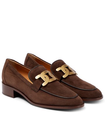 tod's catena suede loafers in brown