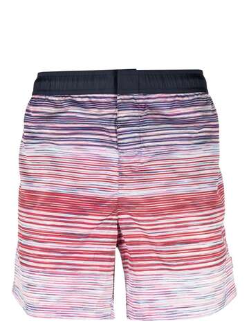 missoni stripe-print elasticated-waistband swim shorts - blue