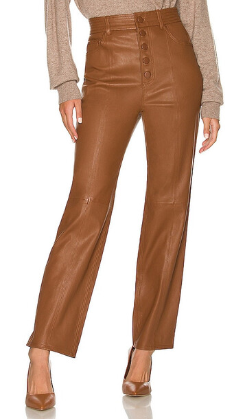 L'Academie The Kristina Leather Pant in Brown