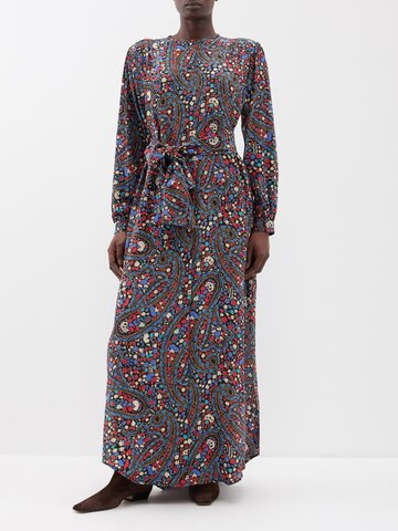 blazé milano - x cabana menorquin paisley-print silk dress - womens - multi
