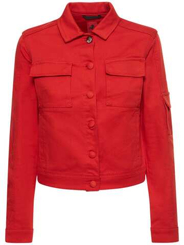 FERRARI Logo Cotton Denim Jacket in red