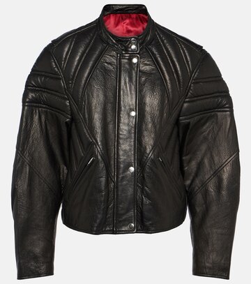 isabel marant chady leather biker jacket in black
