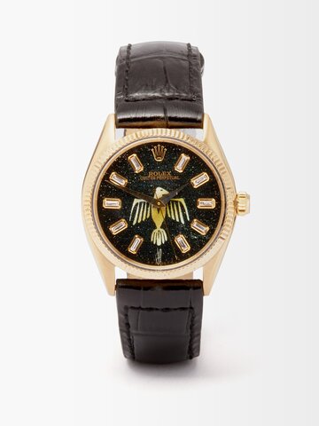 jacquie aiche - vintage rolex oyster 34mm diamond & gold watch - mens - black