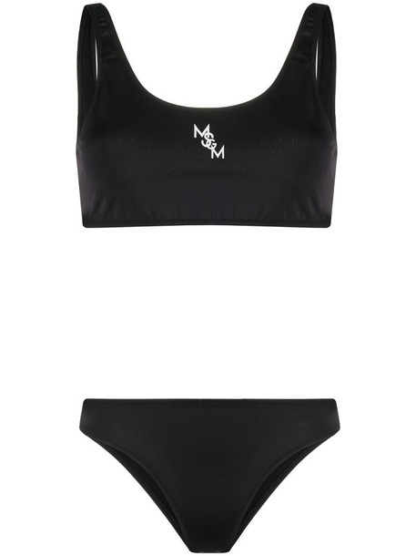 MSGM logo embroidered bikini in black