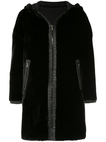 Fendi Pre-Owned Reversible Long Sleeve Fur Coat in black