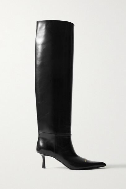 Alexander Wang - Viola Embellished Leather Knee Boots - Black