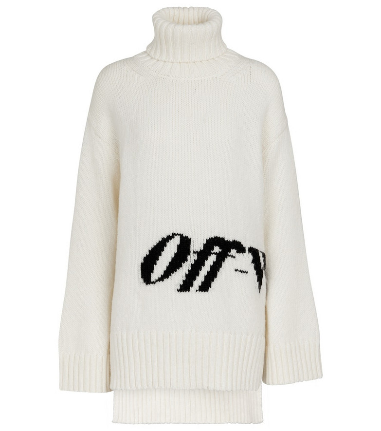 Off-White Intarsia wool-blend sweater in white